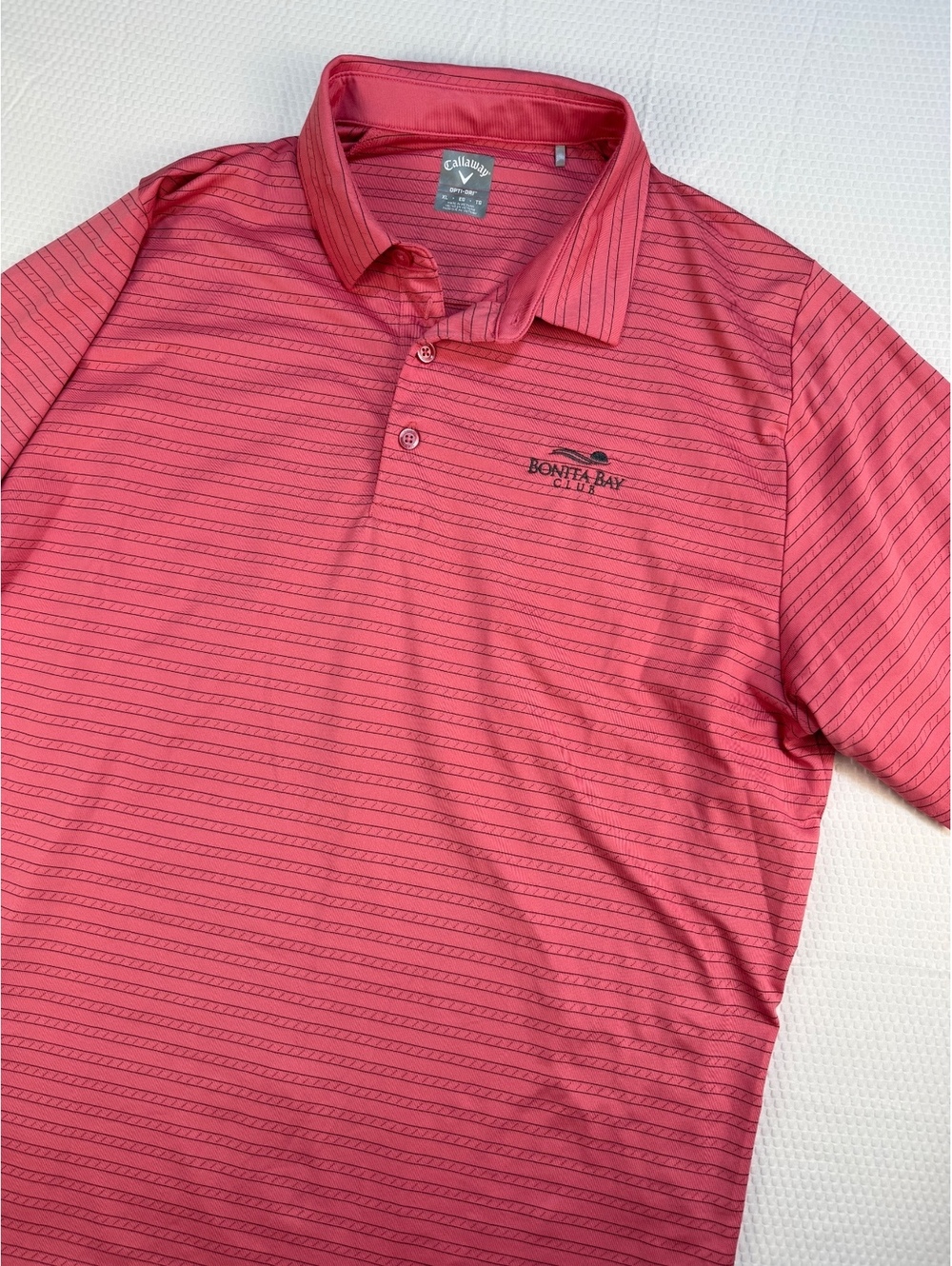 Callaway Opti-Dri Men's XL Bonita Bay Club Golf Polo Red Striped Performance